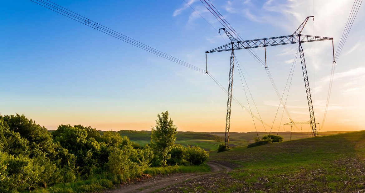 beautiful-wide-panorama-high-voltage-lines-power-pylons-stretching-through-spring-fields-group-green-trees-dawn-sunset-transmission-distribution-electricity-concept